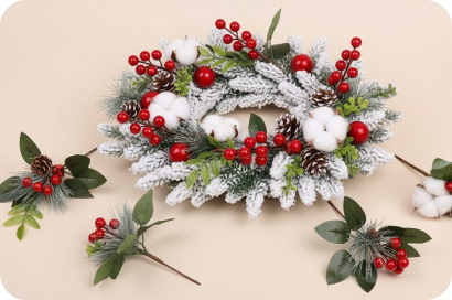Бутоньерки,Искусственные цветы. Ветки Новый Год
