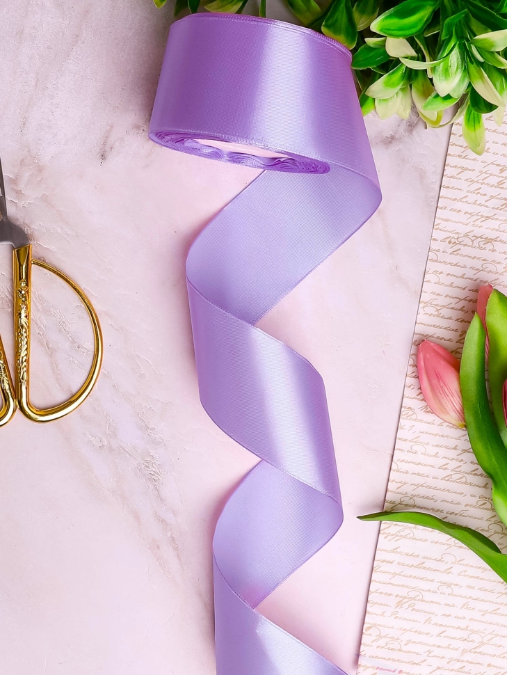 Лента атласная 40мм х 25 ярд JD сиреневый Лента атласная 40мм х 25 ярд JD сиреневый