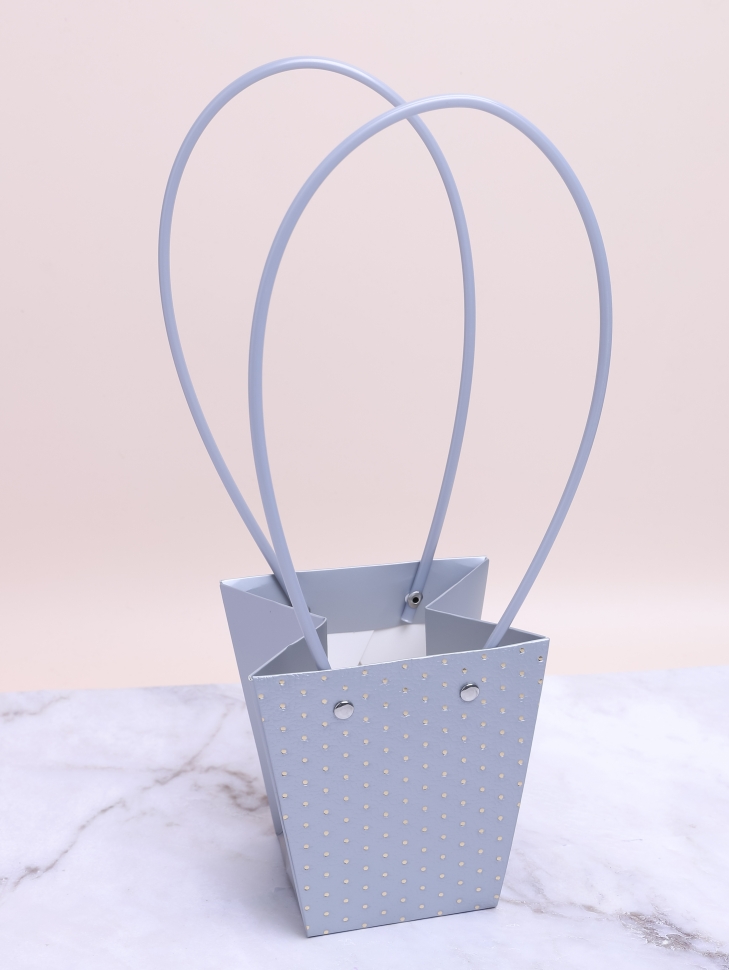 Сумочка для цветов 12х8х12,5см 3D М414 серый