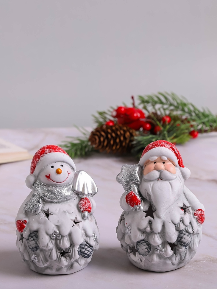Фигурка декоративная НГ 8х8х11,5см Дед Мороз/Снеговик CN230505-3-9 Фигурка декоративная НГ 8х8х11,5см Дед Мороз/Снеговик CN230505-3-9