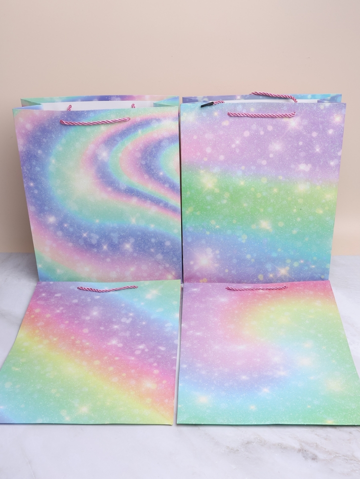 Сумочка подарочная 26х32x10см 530-146 звездопад микс