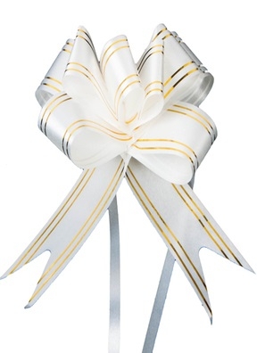 Бант-бабочка с золотой полосой 50, 10 шт. белый
