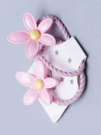 Резинки для волос, набор 2шт Цветок резной 2,5см розовый