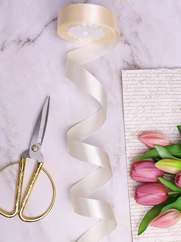 Лента атласная 25мм х 25 ярд JD кремовый Лента атласная 25мм х 25 ярд JD кремовый