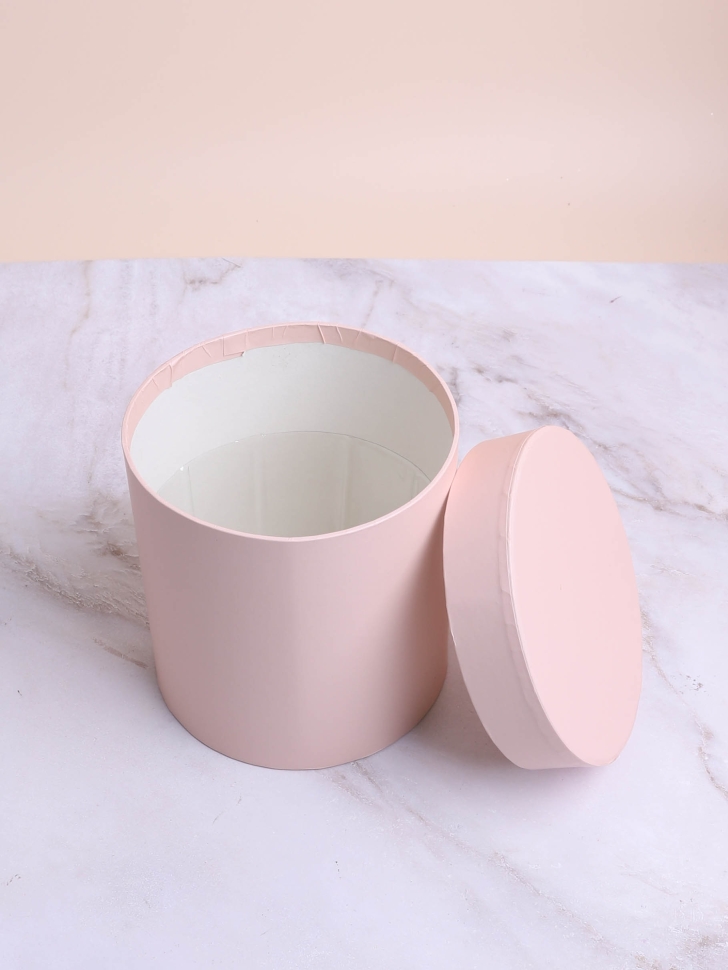 Коробка цилиндр набор из  3шт К d21хh21 - d14хh14см персиковый