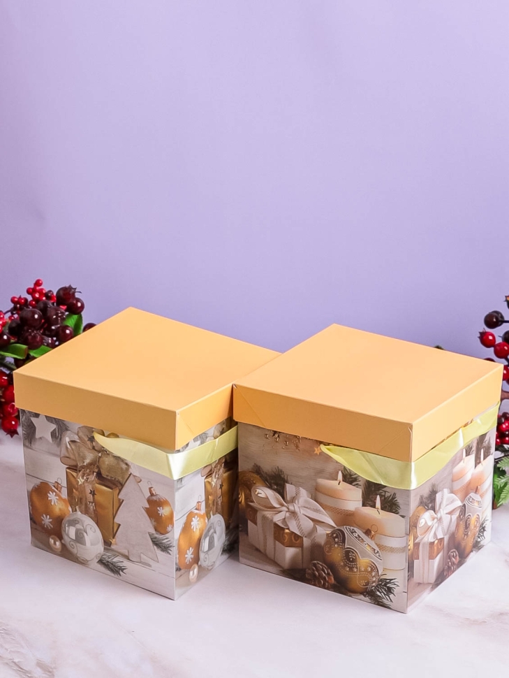 Коробка НГ квадрат 15х15х15 см GYH22627-66 микс Коробка НГ квадрат 15х15х15 см GYH22627-66 микс