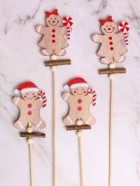 Вставка НГ деревянная  4шт 31х6см Имбирные пряники бежевый микс