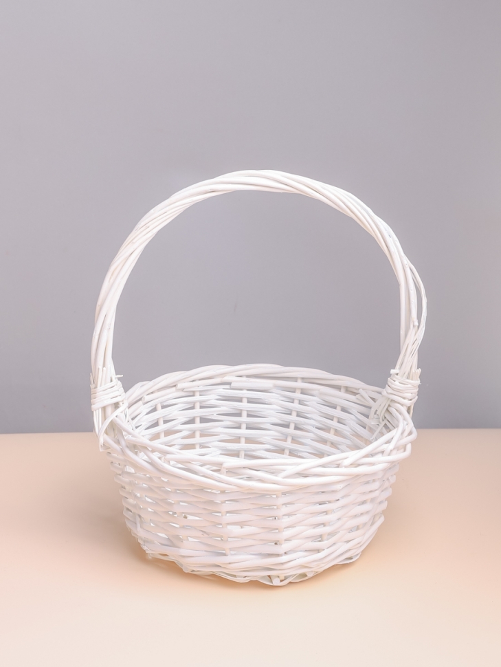 Корзина плетеная (ива) D45хH19х49см белый