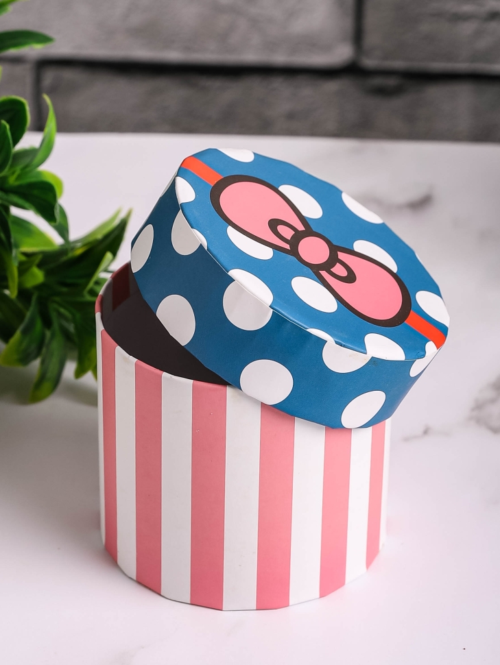 Коробка цилиндр  9,5х9,5х8,5см крышка синяя