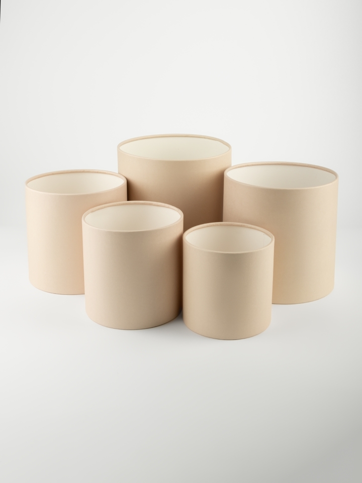 Коробка цилиндр набор из  5шт d20хh20 - d12хh12см б/крышки капучинно