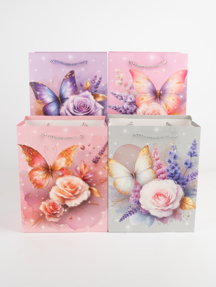 Сумочка Бабочки 762 18х23x10см микс