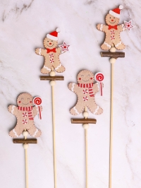 Вставка НГ деревянная  4шт 31х5,5см Имбирные пряники бежевый микс