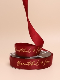 Лента атласная 25мм х 33ярд Beautiful Love красный