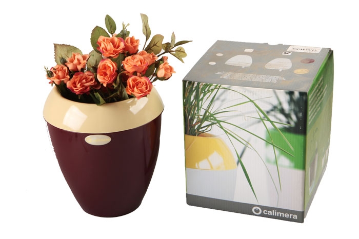 Горшок из пластика Calimero d17см, слоновая кость/винный 120 Горшок из пластика Calimero d17см, слоновая кость/винный 120