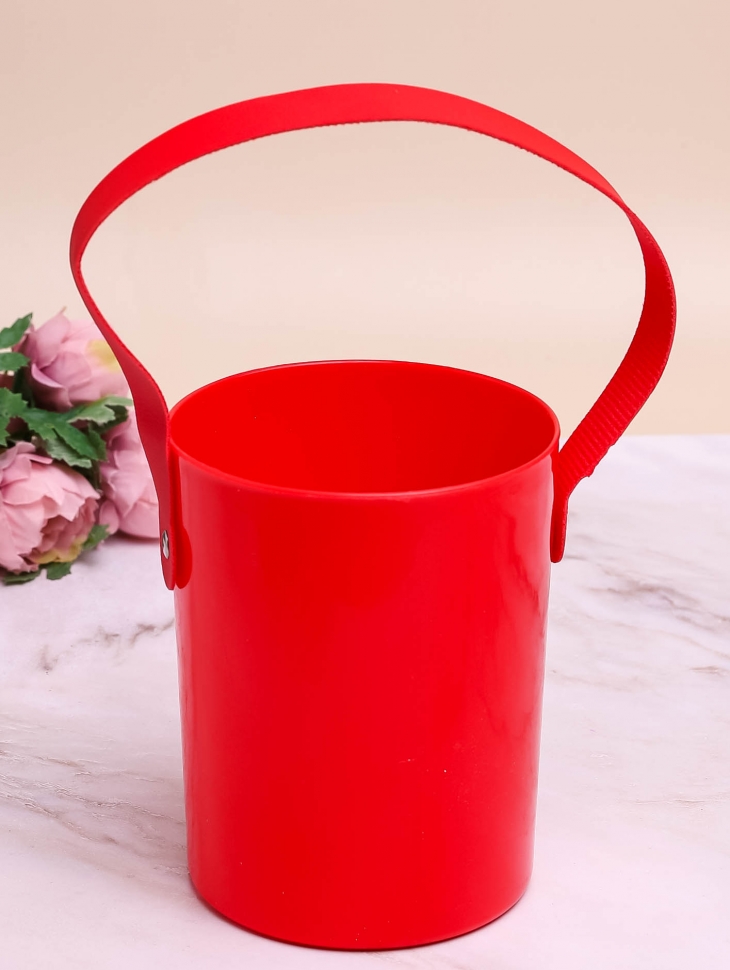 Коробка для цветов Цилиндр пластик d11х14см LZL-176 красный Коробка для цветов Цилиндр пластик d11х14см LZL-176 красный