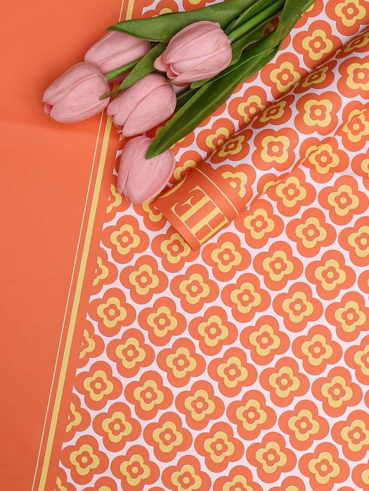 Пленка матовая 57смх57см 20 листов 60мкм Четырехлистник персиковый Пленка матовая 57смх57см 20 листов 60мкм Четырехлистник персиковый