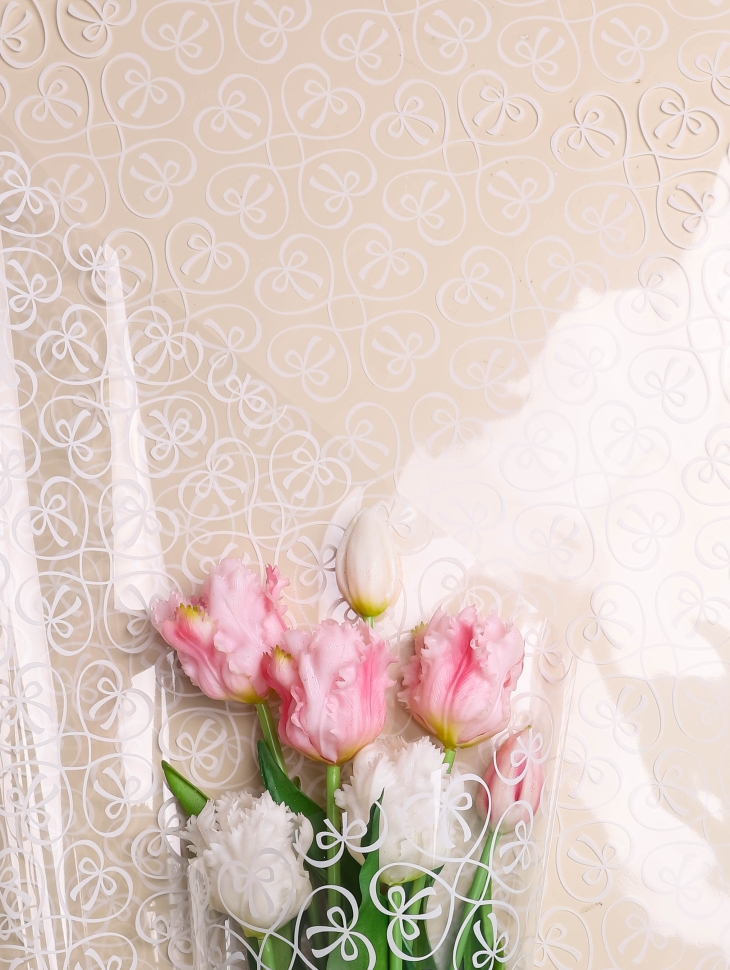 Пленка цветная 60см Бантики белый Пленка цветная 60см Бантики белый