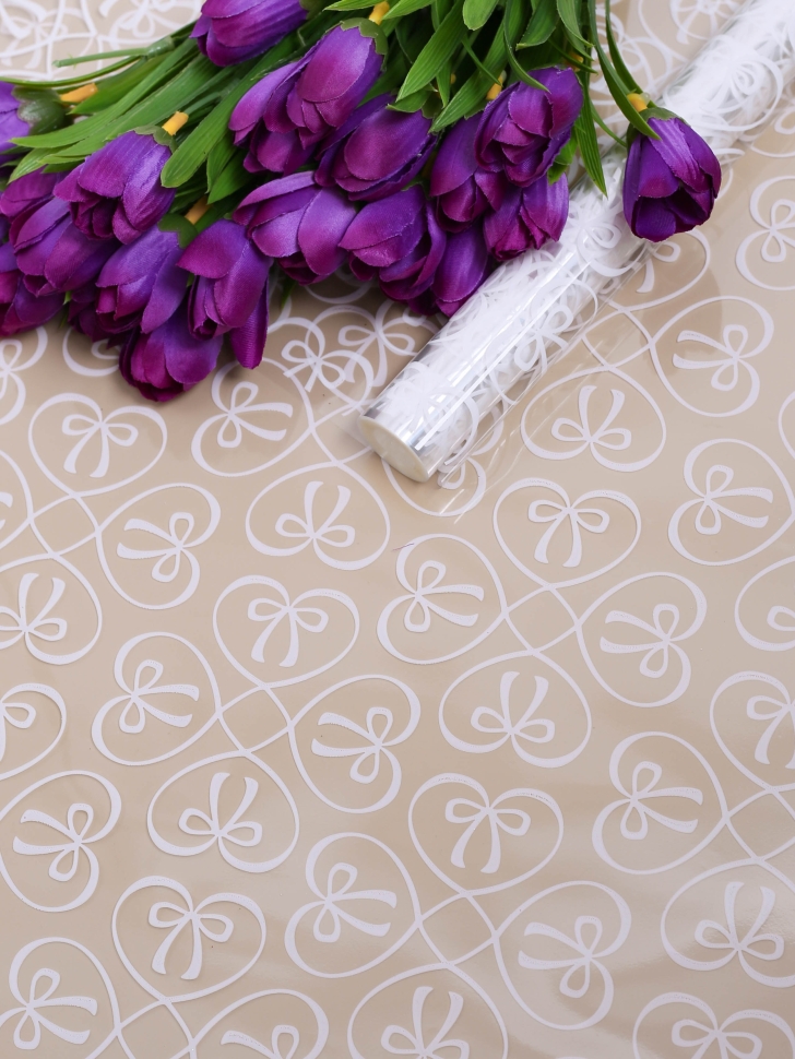 Пленка цветная 60см Бантики белый Пленка цветная 60см Бантики белый