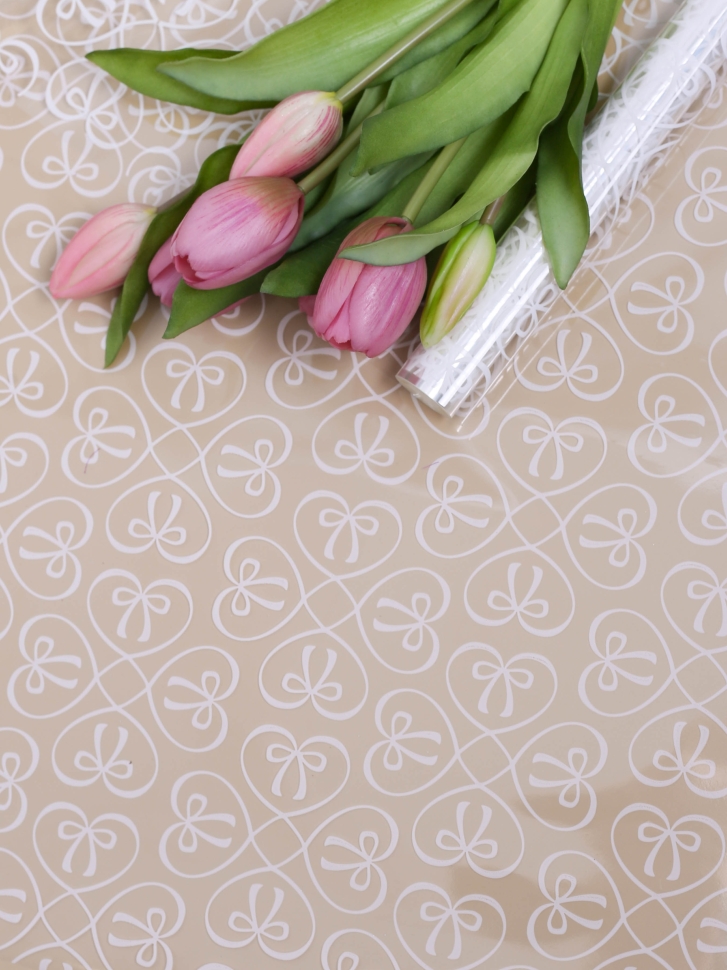 Пленка цветная 60см Бантики белый Пленка цветная 60см Бантики белый