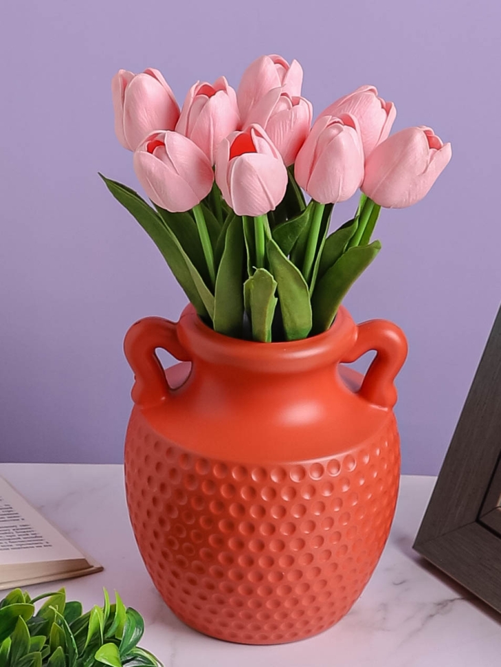 Ваза пластиковая H17,8 х D7,5х10,5см AS3565 оранжевый Ваза пластиковая H17,8 х D7,5х10,5см AS3565 оранжевый