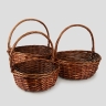 Корзина плетеная (ива) 3шт 60x52xH22/53см коричневый