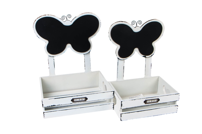 Ящик деревянный с грифельной табличкой набор из 2шт 8х18х24/33см бабочка Ящик деревянный с грифельной табличкой набор из 2шт 8х18х24/33см бабочка