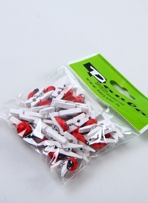 Прищепка Божья коровка 24шт. Biedronka 1 (1,3см) белая