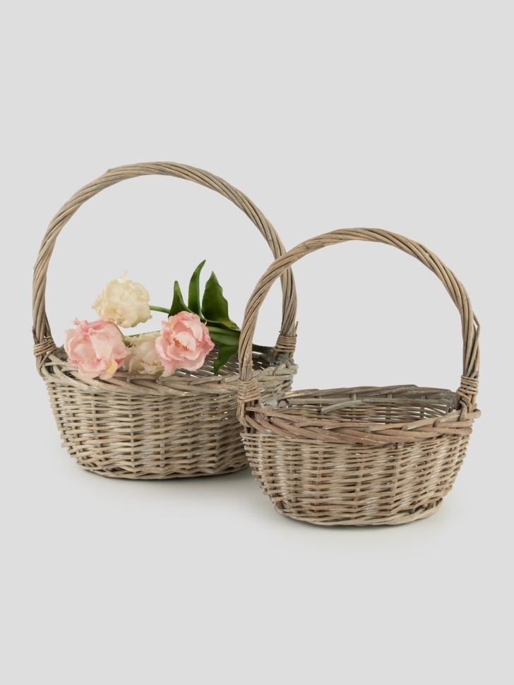 Корзина плетеная (ива) 2шт D25xH12/29см натуральный