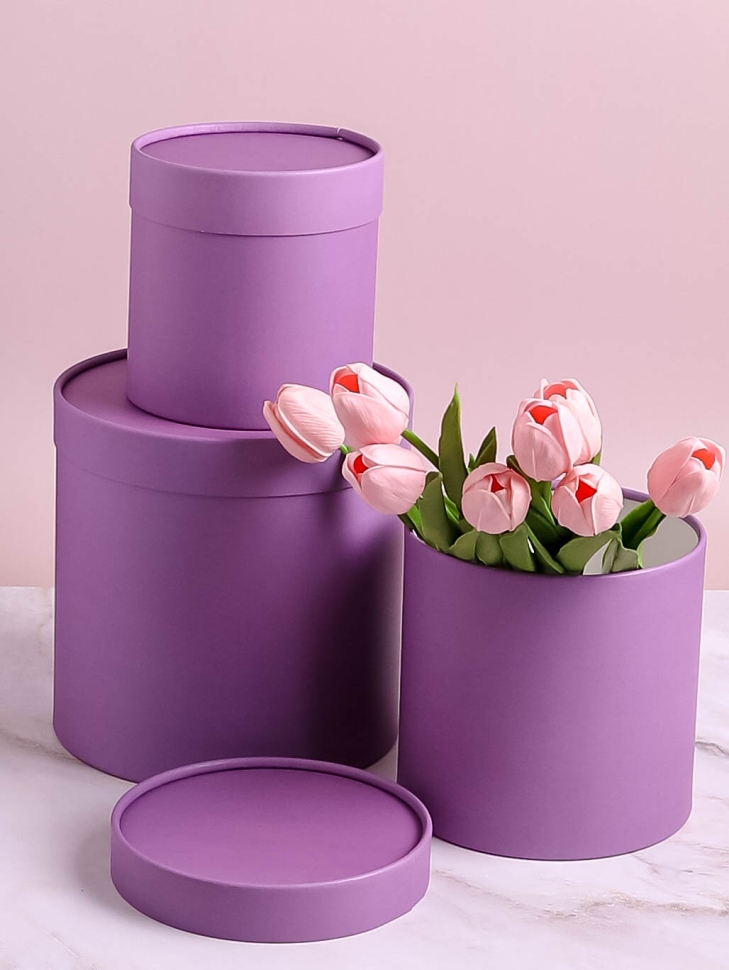 Коробка цилиндр набор из 3шт. 20х22см черника Коробка цилиндр набор из 3шт. 20х22см черника