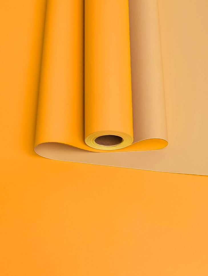 Пленка матовая 65мкм 58см х 10м двухцветная желтый/капучино Пленка матовая 65мкм 58см х 10м двухцветная желтый/капучино