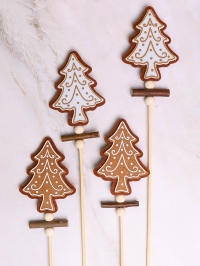 Вставка НГ деревянная,фетр 4шт 32х6см Елка  микс