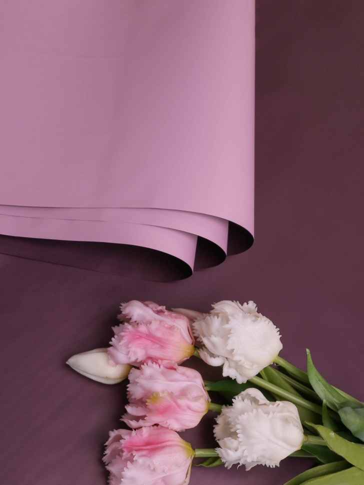 Пленка матовая 58смх58см 10 листов 65мкм двухцветная фиолетовый темный/сиреневый