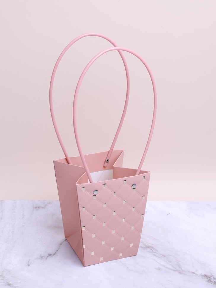 Сумочка для цветов 13,5х9,5х15,5см 3D М315 персиковый