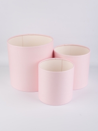 Коробка цилиндр набор из  3шт d21хh21 - d14хh14см б/крышки розовый нюд