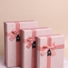 Коробка прямоугольник набор из  3шт 29х21х9см с бантом бежевый/глициния