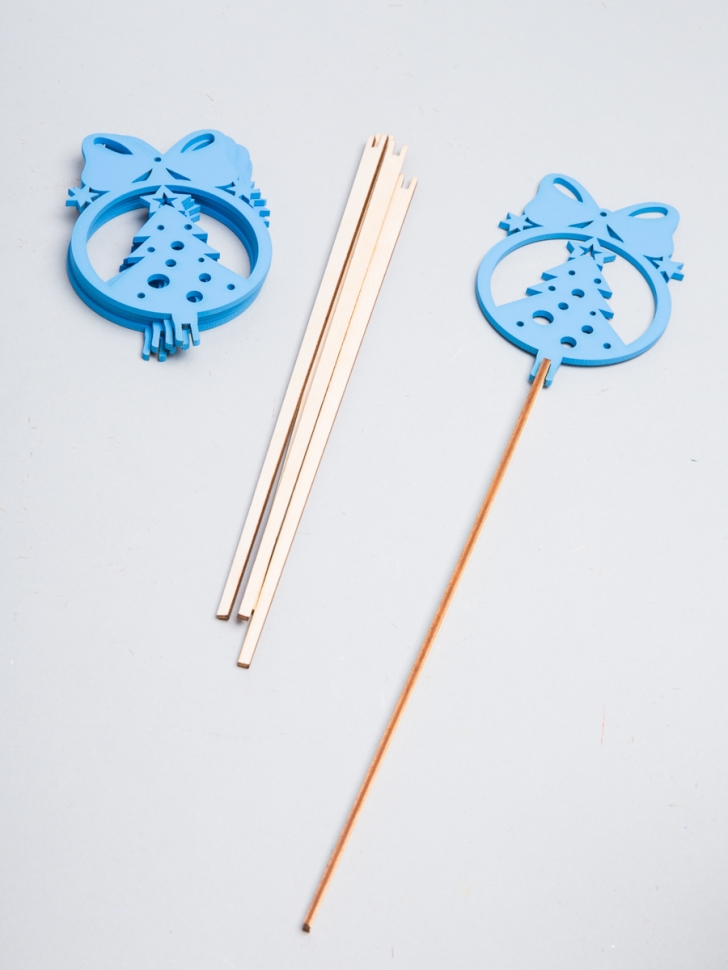 Вставка НГ деревянная 5шт №29 Шар-Елка синий Вставка НГ деревянная 5шт №29 Шар-Елка синий