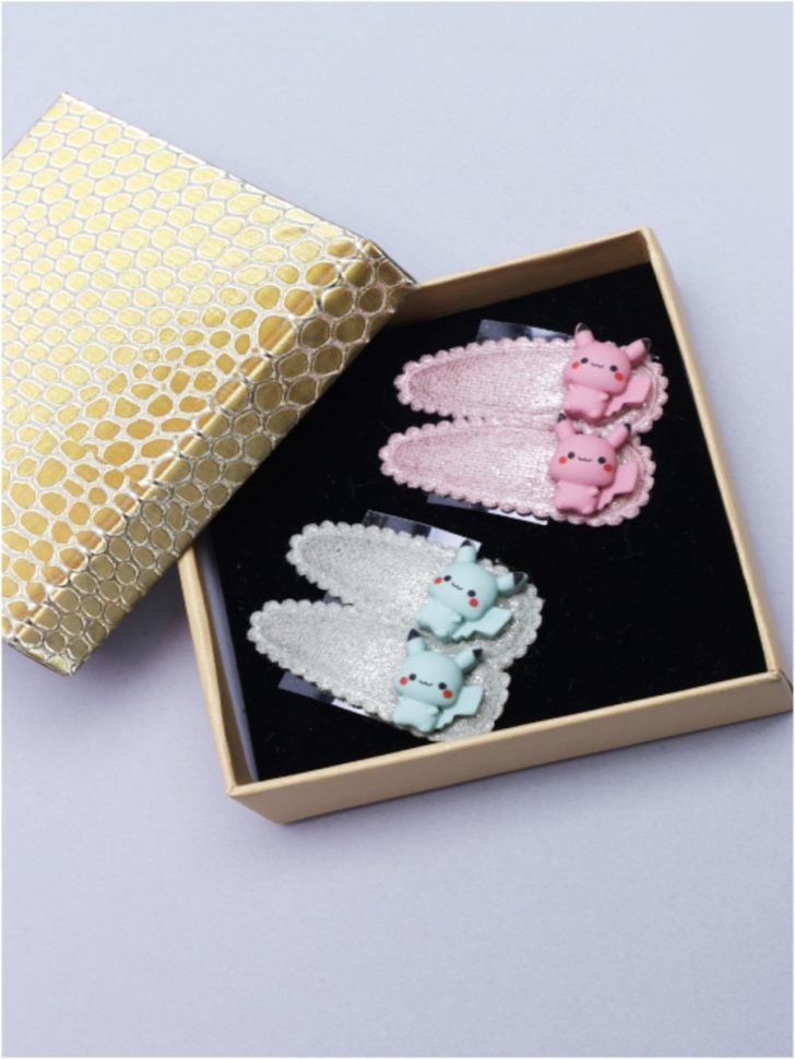 Клик-клак набор из 4 шт 4,5х1,5 с блеском, Пикачу кремовый/мята Клик-клак набор из 4 шт 4,5х1,5 с блеском, Пикачу кремовый/мята