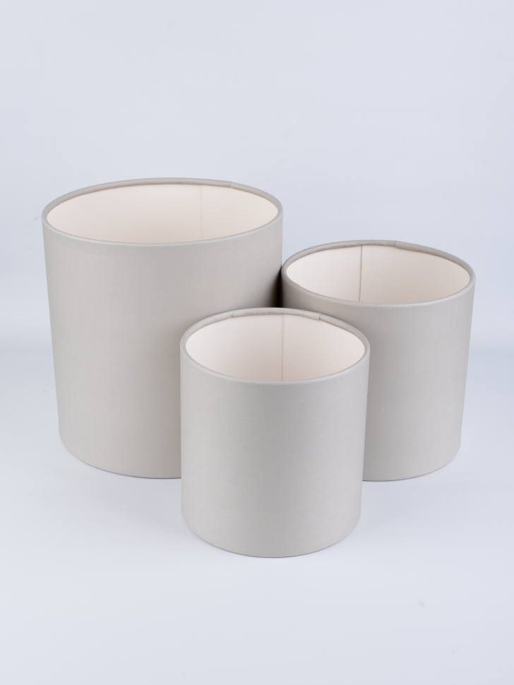 Коробка цилиндр набор из 3шт d21хh21 - d14хh14см б/крышки серый Коробка цилиндр набор из 3шт d21хh21 - d14хh14см б/крышки серый