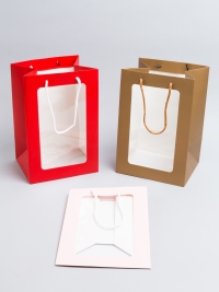 Плайм пакет для цветов 20х16х30см с прозрачным окном микс