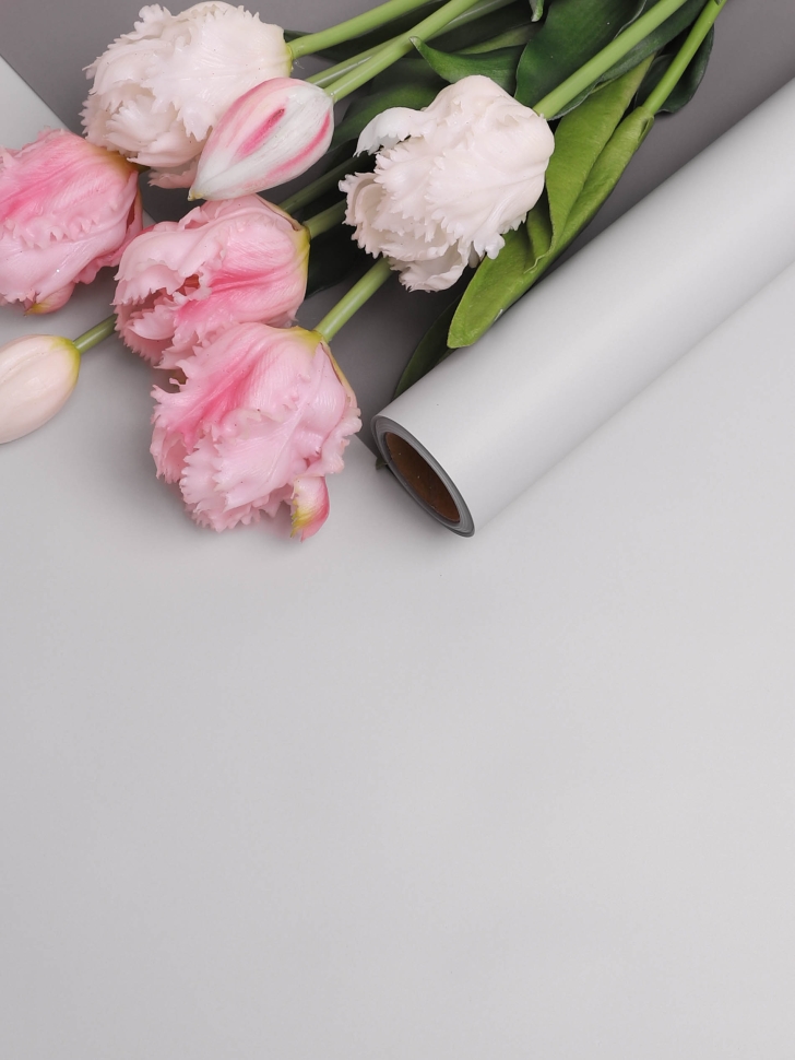 Пленка матовая 65мкм 58см х 10м двухцветная серый/платина