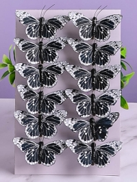 Бабочки  8см на прищепке, 12шт. цветные HHT181