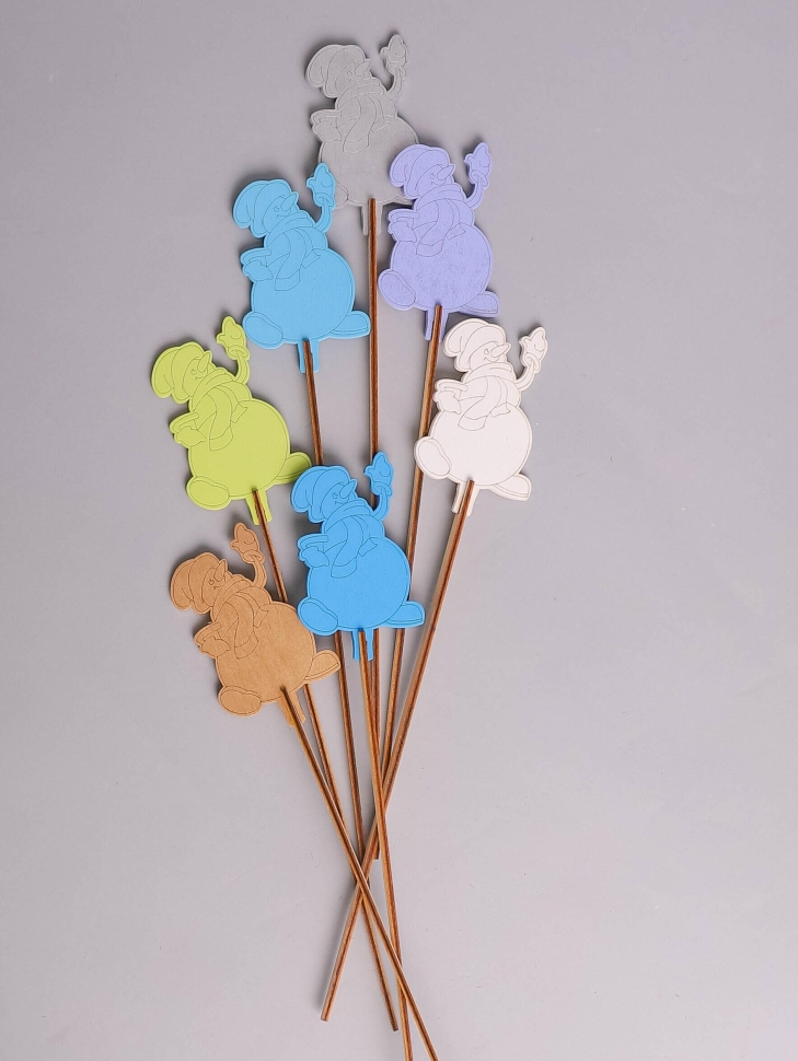 Вставка НГ деревянная 7шт №47 Снеговик микс Вставка НГ деревянная 7шт №47 Снеговик микс