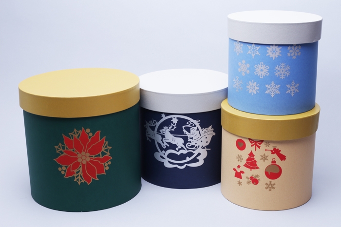 Коробка НГ цилиндр набор из 4шт. d20хh20см - d15хh15см микс Коробка НГ цилиндр набор из 4шт. d20хh20см - d15хh15см микс