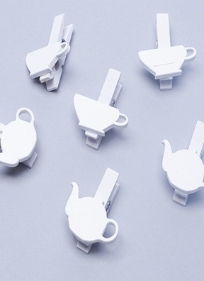 Прищепка  6шт. Чайник и чашка 3,5х3см