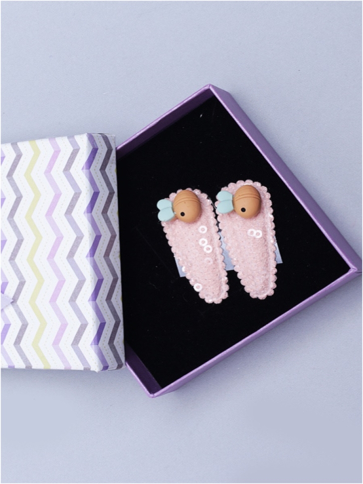 Клик-клак набор из 2 шт 4,5х1,5 с пайетками, Пчелка абрикосовый Клик-клак набор из 2 шт 4,5х1,5 с пайетками, Пчелка абрикосовый