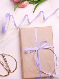 Лента атласная  6мм х 25ярд сиреневый светлый