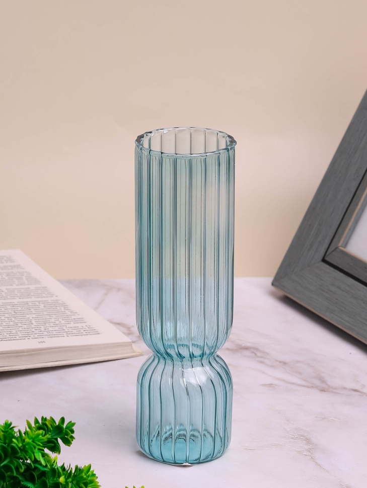 Ваза стекло Колонна h20 d6см К голубой