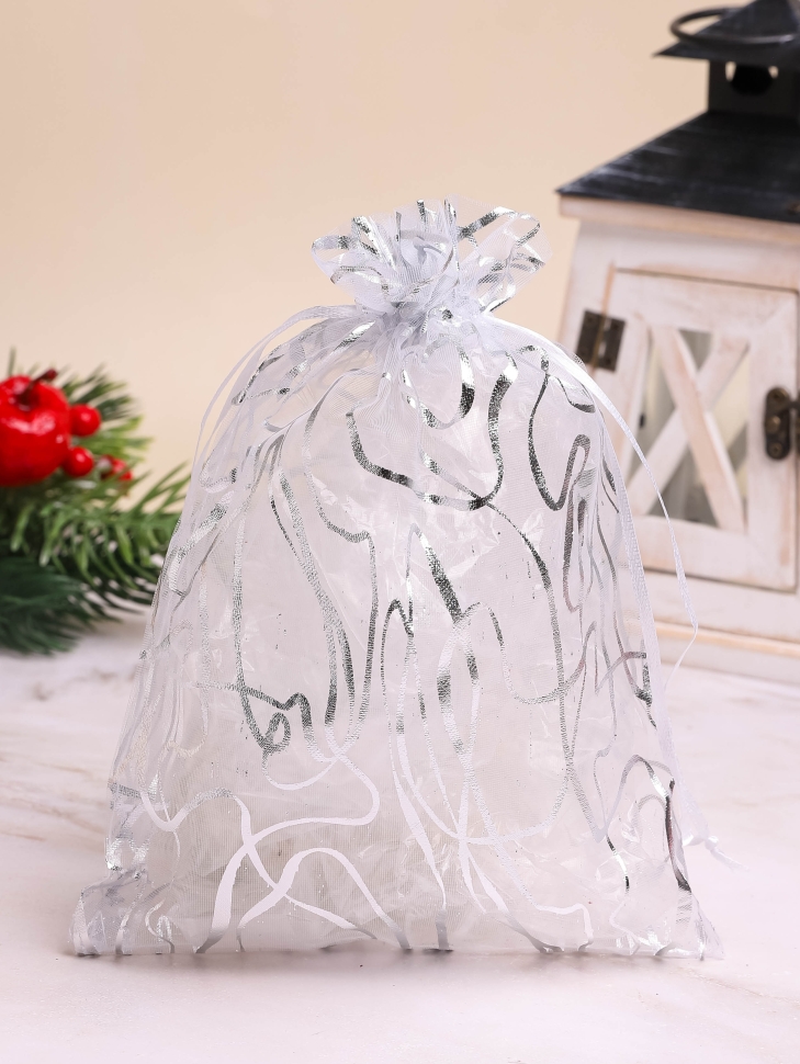 Мешок подарочный органза 17x23см Серпантин серебро Мешок подарочный органза 17x23см Серпантин серебро