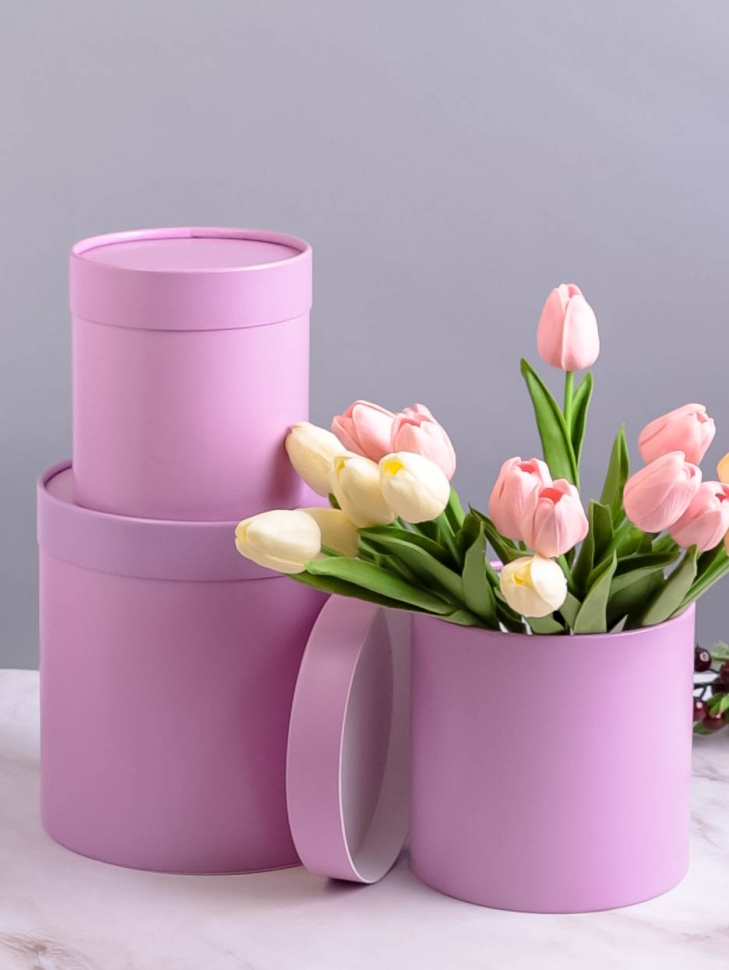 Коробка цилиндр набор из 3шт. 20х22см лиловый Коробка цилиндр набор из 3шт. 20х22см лиловый