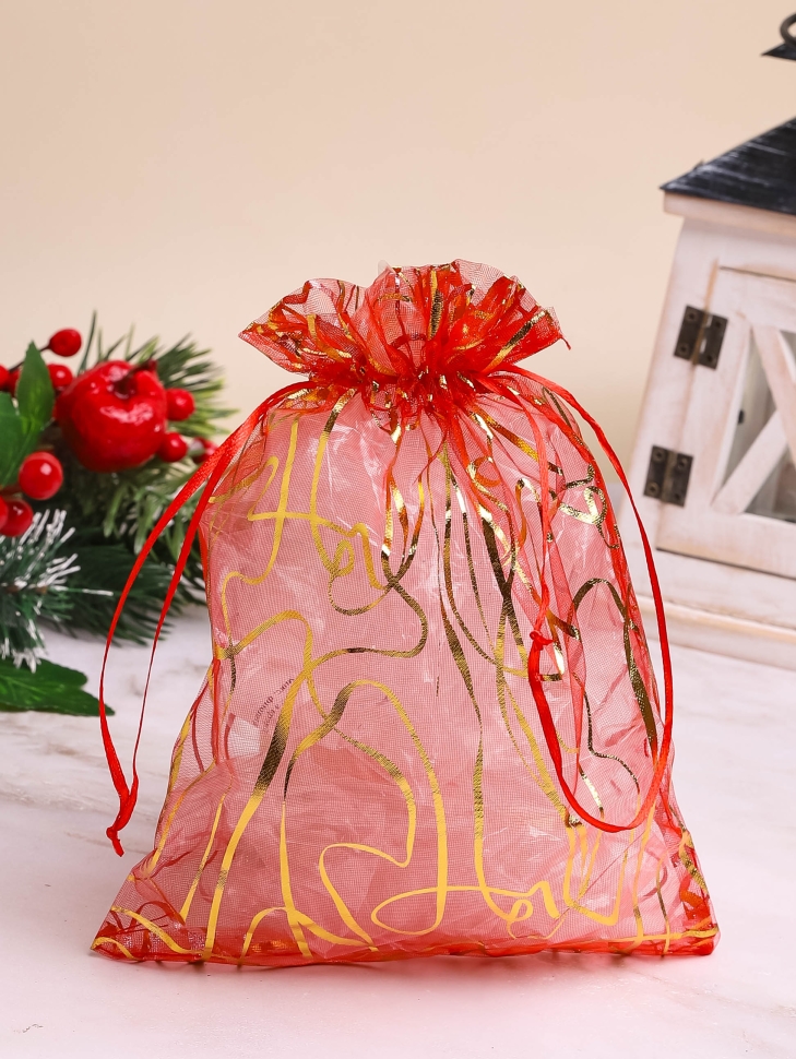 Мешок подарочный органза 17x23см Серпантин красный Мешок подарочный органза 17x23см Серпантин красный